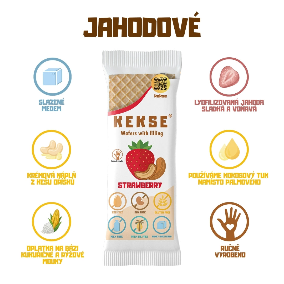 KEKSE Jahodové oplatky 16 ks