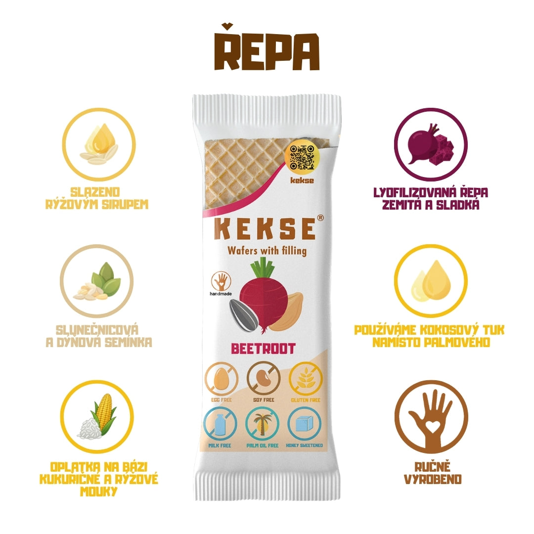 KEKSE oplatky s červenou řepou — bezlepkové a veganské, končící trvanlivost