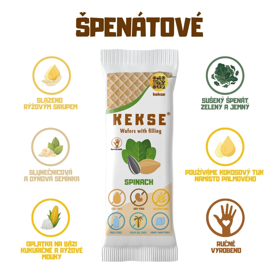 KEKSE špenátové oplatky — bezlepkové a veganské, končící trvanlivost
