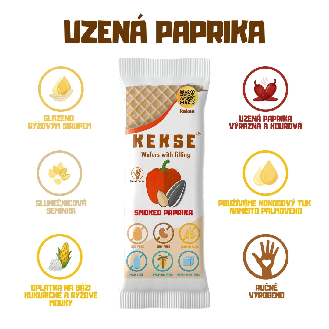 KEKSE oplatky s uzenou paprikou — bezlepkové a veganské, končící trvanlivost